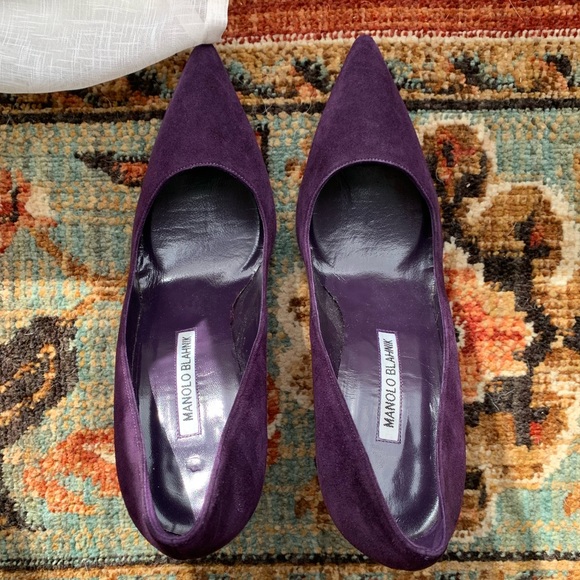 Manolo Blahnik BB Suede Pointed-Toe Pump, Purple Size - 37 - Picture 8 of 13